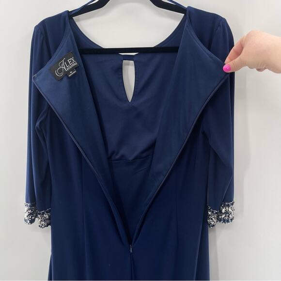 Alex Evenings Jeweled Cuff Column Gown in Cobalt Size 12 - Picture 12 of 14